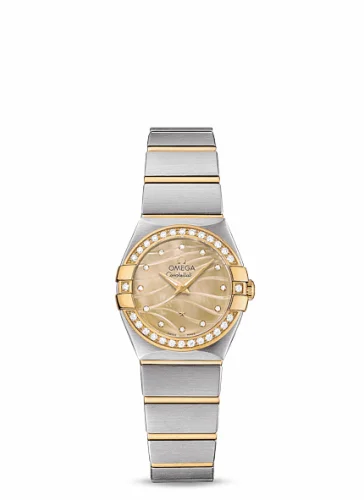 Omega Constellation Quartz 24 Brushed Stainless Steel / Yellow Gold / Diamond / Wavy Champagne MOP 123.25.24.60.57.001 (12325246057001)